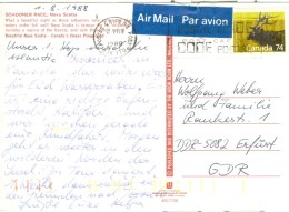 Kanada Ito MWST 1988 Postal Code 74 C. Elch (Hirsch?) Luftpost - Label - Postkarte Nach DDR - Covers & Documents