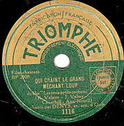 78 T. -  20 Cm - état  B - DENYS - QUI CRAINT LE GRAND MECHANT LOUP - ADIEU - 78 T - Discos Para Fonógrafos