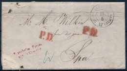 Aachen 1856 Nach Spa - Diverse Stempel: P.D. - Aix La Chapelle - Allemagne - Spa - Sonstige & Ohne Zuordnung