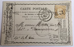 CARTE PRÉCURSEUR De CUSSET Pour PANISSIERES Affranchissement Type Cérès Mai 1873 - Vorläufer