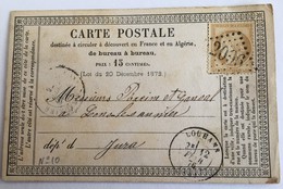CARTE PRÉCURSEUR De LOUHANS Pour LONS LE SAUNIER Affranchissement Type Cérès Février 1876 - Vorläufer