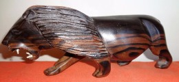 Sculpture - Lion En Bois - African Art