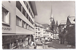 HORGEN: Dorfpasse Mit Vielen Geschäften, Oldtimern, Zahnarzt - Foto-AK ~1950 - Dorf