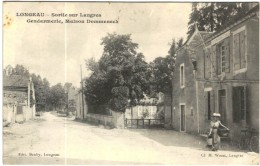 CARTE POSTALE ANCIENNE DE LONGEAU -   SORTIE SUR LANGRES     GENDARMERIE - Le Vallinot Longeau Percey