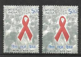 INDIA, 2006, ERRORS, World Aids Day, Perforation Shift Cutting  Into 0 Of 500,  MNH, (**) - Abarten Und Kuriositäten