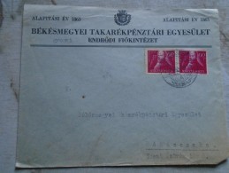 D142204 Hungary Cover - Békés Megyei Takarékpénztári Egyesület  -Endrödi Fiókintézet  1940's - Covers & Documents