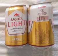 Vietnam Viet Nam Sagota LIGHT New Design Empty 330ml Beer Can / Opened At Bottom - Blikken