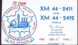 Old QSL Card From The Kerwins, Ceceil St. (The Chemical Valley, General Radio Service Club, SW Ontario) (1967) - CB-Funk