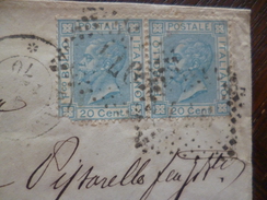 Lettre Italie Italia 1870 En Port Du Avec Paire De TP Pour Bexières - Poststempel