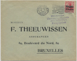 BELGIQUE - OCCUPATION ALLEMANDE - 1915 - ENVELOPPE Avec SUPERBE CENSURE De ANTWERPEN => BRUXELLES - OC1/25 Gobierno General