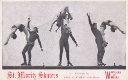 Carte Format Cpa St MORITZ Skaters - Acrobates Sur Patins à Roulettes - Wonders On Wheels - Patinage Artistique