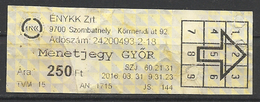 Hungary,  Gyor, One Way Bus Ticket, 2016. - Europe