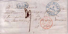 BELGIQUE - BRUXELLES 3 MARS 1840 - MARQUE B.3.R  - LETTRE POUR PARIS TAXE MANUSCRITE 9 - BELG. VALnes EN ENTREE - TEXTE - Entry Postmarks