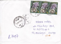 Romania   , 2015 , Flowers ;  Clock  ; Used Cover - Covers & Documents