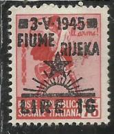 OCCUPAZIONE FIUME 1945 LIRE 16 SU 0.75 SENZA FILIGRANA UNWATERMARK MNH - Ocu. Yugoslava: Fiume