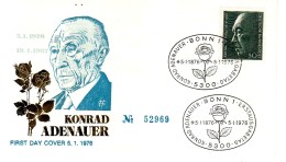 1976 - FDC " CENTENARIO NASCITA KONRAD ADENAUER "  VEDI++++ - 1971-1980