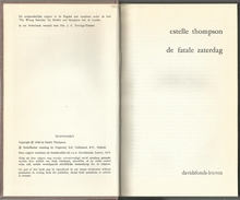 ESTELLE THOMPSON - DE FATALE ZATERDAG - BEIAARD REEKS DAVIDSFONDS LEUVEN Nr. 590 - 1974-3 - Horror En Thrillers