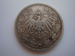 GERMANY 1908 HALF MARK MINTMARK A USED SILVER COIN.(Ref:HG23) - 1/2 Mark