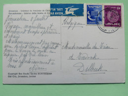 Israel 1957 Postcard "Jerusalem - Christ Tomb" To Belgium - Arms Coin - Briefe U. Dokumente