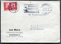 SARRE - N° 337 / LETTRE AVEC O.M. SAARBRUCKEN 2 LE 5/3/1956 POUR METZ - TB - Storia Postale