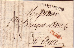 ITALIE - PORTO MAURIZIO - 21 MAI 1836 - MARQUE CS.2R + ITALIE PAR ANTIBES - TEXTE " Nous Avons Chargé à Votre Consignati - Marques D'entrées