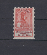 Hungary 1 Korona Overprint MH - Unused Stamps
