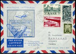 SARRE - N° 272 + 286 + 308 & 309 / VOL AVION LUFTHANSA LH 402 DU 23/4/1956 POUR MONTREAL - SUP - Storia Postale