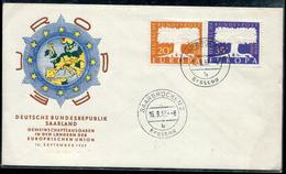 SARRE - N° 384 & 385 EUROPA / FDC DE SAARBRUCKEN 2 LE 16/9/1957 - SUP - Lettres & Documents