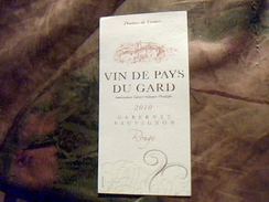 Etiquette De Vin  Neuve  Vin De Pays Du  Gard Cabernet Sauvignon Rouge Igp 2010 - Languedoc-Roussillon