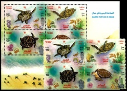 (169 + 213) Oman (sultanate)  Animals / Tortoises Sheet / Bf / Bloc Tortues / Schildkröten  ** / Mnh Mi 525-528 + BL 31 - Oman