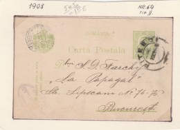 #BV4713   POSTCARD STATIONERY, 1909, ROMANIA. - Lettres & Documents