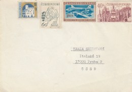 #BV4733 PLANE,BRNO,ARCHITECTURE, JINDRICHUV HRADEC,CHILDREN,READING, 4 STAMPS ON COVER,COVER STATIONERY,CZECHOSLOVAKIA. - Enveloppes