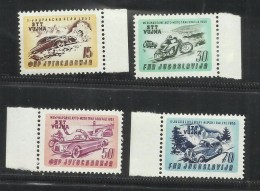 TRIESTE B 1953 CORSE AUTOMOTOCICLISTICHE RACING YUGOSLAVIA SOPRASTAMPATO JUGOSLAVIA OVERPRINTED SERIE COMPLETA SET MNH - Neufs