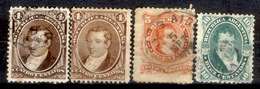 Argentina-00010 - 1867-73 - Yvert & Tellier N. 17(o),17a(sg), 18,19 (o) - Privi Di Difetti Occulti. - Usados