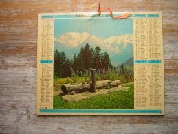 CALENDRIER  1975  ALMANACH DES  P T T  EDITIONS OBERTHUR / VUES  ST GERVAIS MONT BLANC Et MENTON - Grand Format : 1971-80