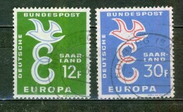 Emission EUROPA - SARRE -République Fédérale - Colombe Sur E Stylisés - N° 421-422 - 1958 - Usados