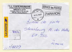 Roumanie Enveloppe Recommandée De La Poste Voyagée En Franchise Vers La France 02-12-1998 - Franchise