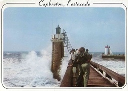 Delcampe - CAPBRETON - Le Phare De L'Estacade Par Grosse Mer - Capbreton