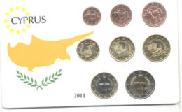 CYPRUS 2011 COMPLETE EURO COINS SET UNC IN NICE PACKING - Cyprus