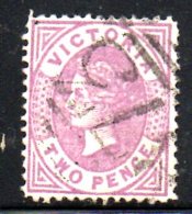 T1495 - VICTORIA 1873 , 2 Pence Dent  12 1/2 Usato . V Over Crown - Gebraucht