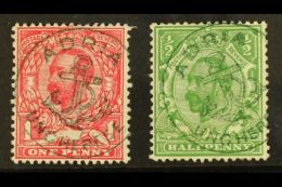 1912 ½d & 1d Mackennal Wmk Imperial Crown Stamps, Each Cancelled By A Superb & Spectacular Bright... - Zonder Classificatie