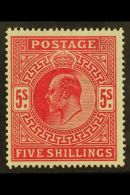 1912 5s Carmine Somerset House, SG 318, Very Fine Mint. For More Images, Please Visit... - Non Classificati