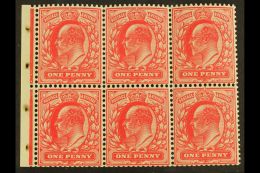 1902-10 1d Scarlet BOOKLET PANE OF SIX, SG 219a, Never Hinged Mint. Lovely! For More Images, Please Visit... - Zonder Classificatie