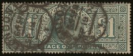 1902-10 £1 Dull Blue-green KEVII De La Rue Printing, SG 266, Good Used With "London" Hooded Cds's, Minor... - Zonder Classificatie