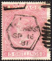 1867 5s Pale Rose, Scarce Plate 2, SG 127, Fine Used With Bright Colour, Reasonable Cancellation. Cat SG... - Andere & Zonder Classificatie