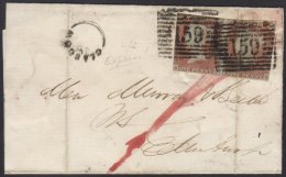 1851 GLASGOW INSPECTORS HANDSTAMP ON EXPRESS LETTER (October) Wrapper To Edinburgh, Bearing 1d Red Pair (postage... - Andere & Zonder Classificatie