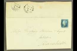 1846 (Nov 25) Entire From Preston To Manchester Bearing 1841 2d Blue (SG 14) With 4 Margins & Light Barred... - Other & Unclassified