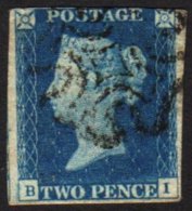 1840 2d Blue 'BI', Plate 2, SG 5, 3 Good Margins (just Into At Top), Fine Maltese Cross Cancel In Black. For More... - Autres & Non Classés