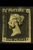1840 1d Black 'CE', Plate 6, SG 2, Fine Used With 4 Small To Large Margins And Black Maltese Cross Cancel. For... - Zonder Classificatie