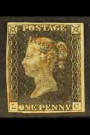 1840 1d Black 'LC' Plate 3, SG 2, Fine Used With Light Red Maltese Cross Postmark, Four Margins, Nice Stamp. For... - Unclassified